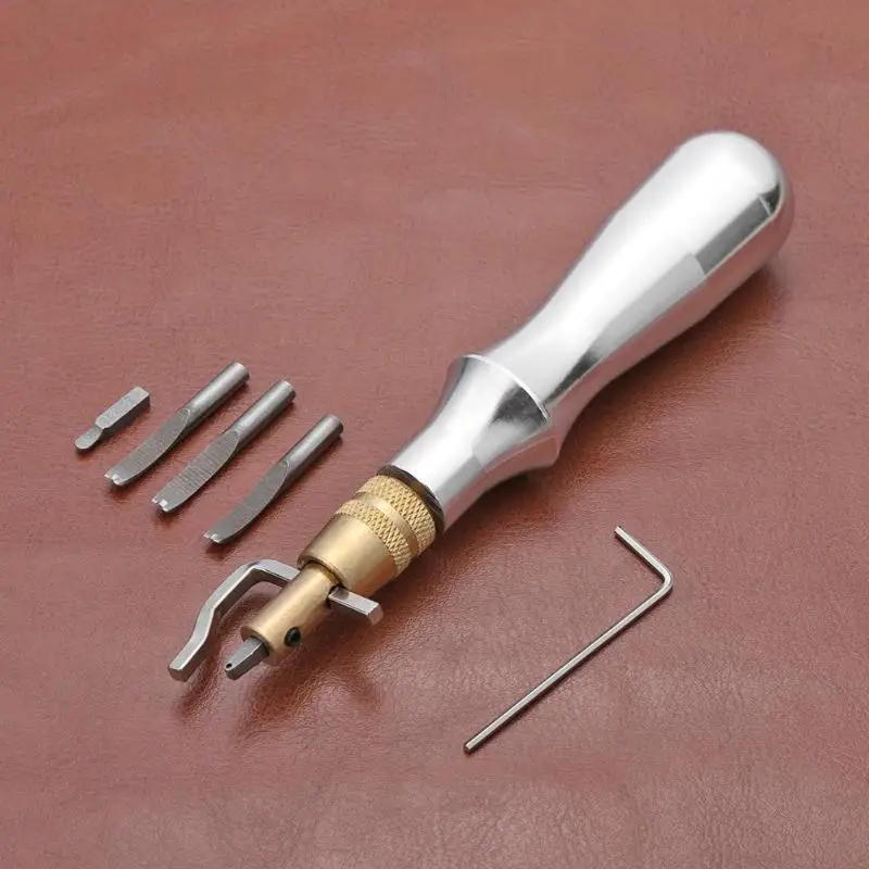 

5 in 1 Metal DIY Leathercraft Adjustable Stitching Groover Leather Tools Practical DIY Craft Stitching Crease Leather Tool