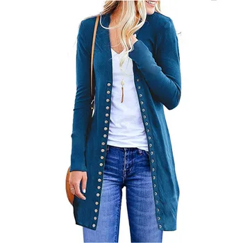 

Autumn And Winter New Product Women's Knitting Long Button Loose Coat Sweater