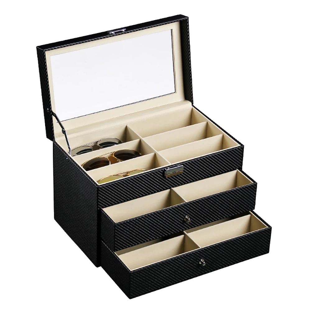 Three Layers 18 Grid Sunglasses Box Eyeglass Storage Organizer Drawer Collector | Дом и сад