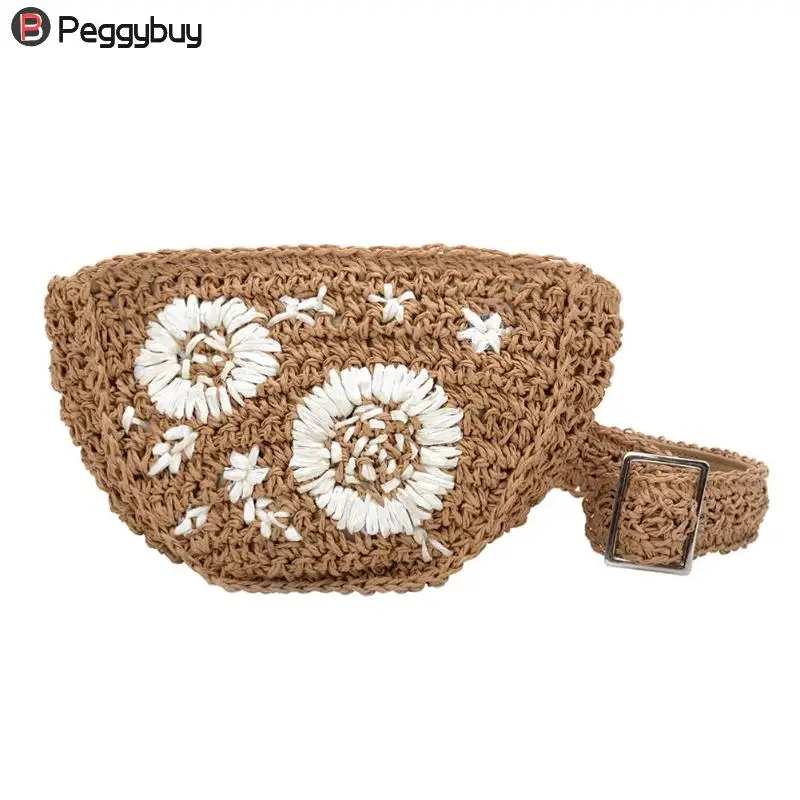 

Embroidered Straw Belt Bags Women Summer Beach Woven Waist Bag Bohemian Ladies Fanny Pack