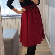 Винтаж для женщин миди юбка лето г. высокая талия трапециевидной формы юбки с ремнем Модные женские школьные плиссированные юбки Faldas Jupe Femme