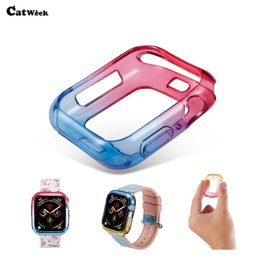 

Case For Apple Watch 4 40MM 44MM Slim Soft TPU Gradients Color Protector Full Cover Case For Iwatch 4 Applewatch Shockproof Skin