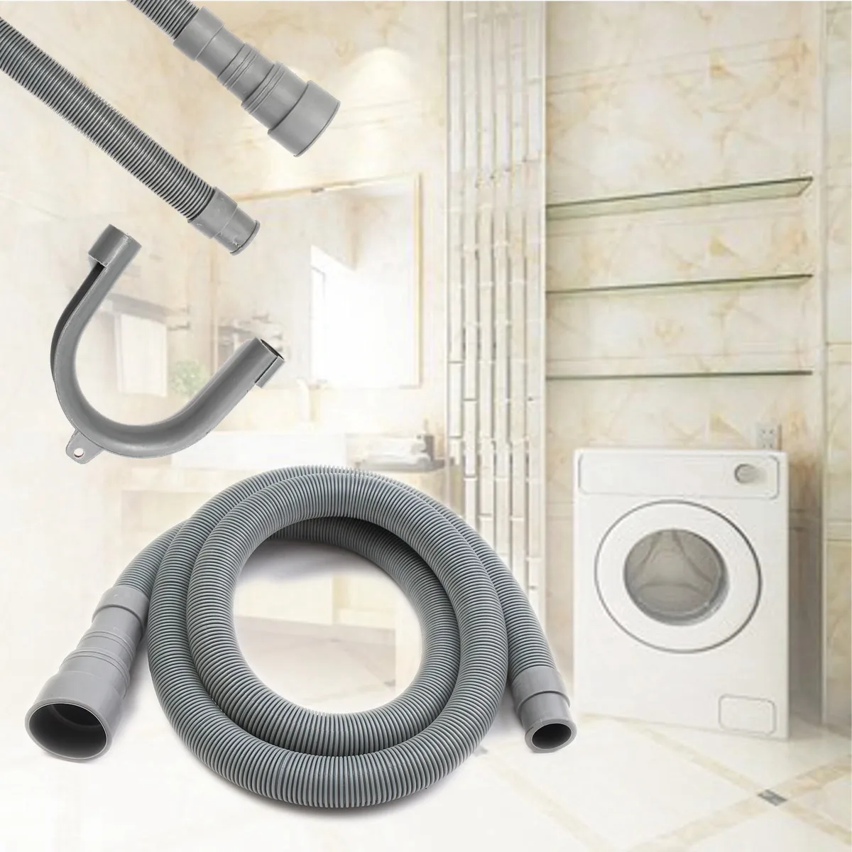 

1Pcs 2.5M/3M PVC Washing Machine Dishwasher Drain Waste Hose Extension Pipe With Bracket Set Wash Machine Ablaufschlauch
