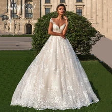 Ashley Carol A-Line свадебное платье с v-образным вырезом без рукавов со шлейфом элегантные с открытой спиной Свадебные платья для принцесс Vestido de Noiva