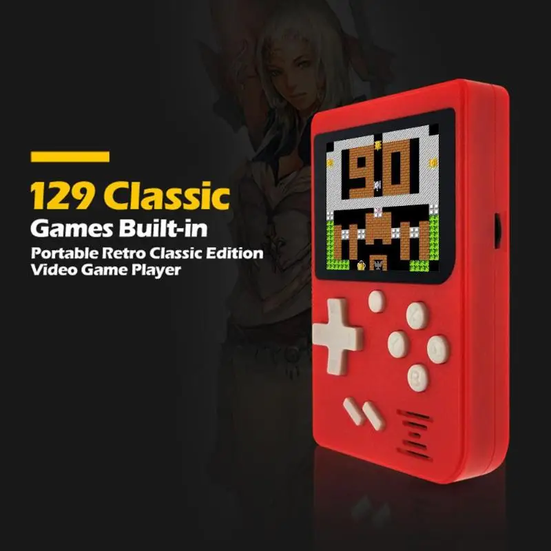 Portable Mini Game Console Handheld Game Player 8bit Video Color Game Console Player Gamepad Built-in 129 Games 