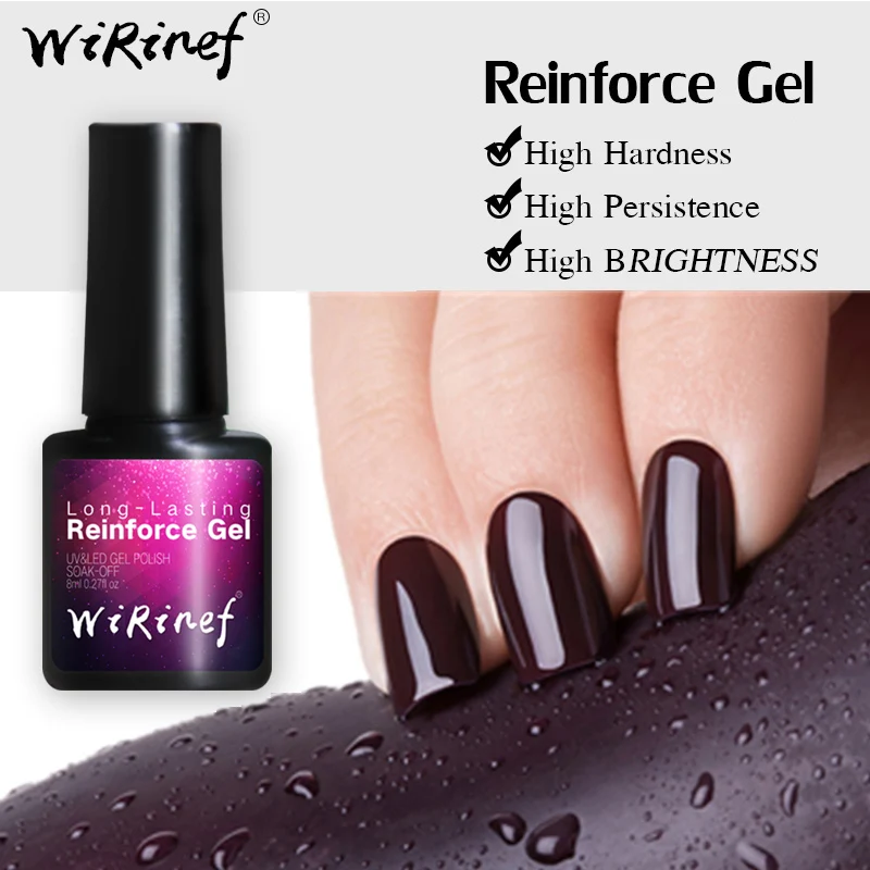 

WiRinef Sticky Nail Decoration 8ml Reinforce Gel Polish Strengthen Soak Off UV LED Prevent Nail Cracking Natural Resin