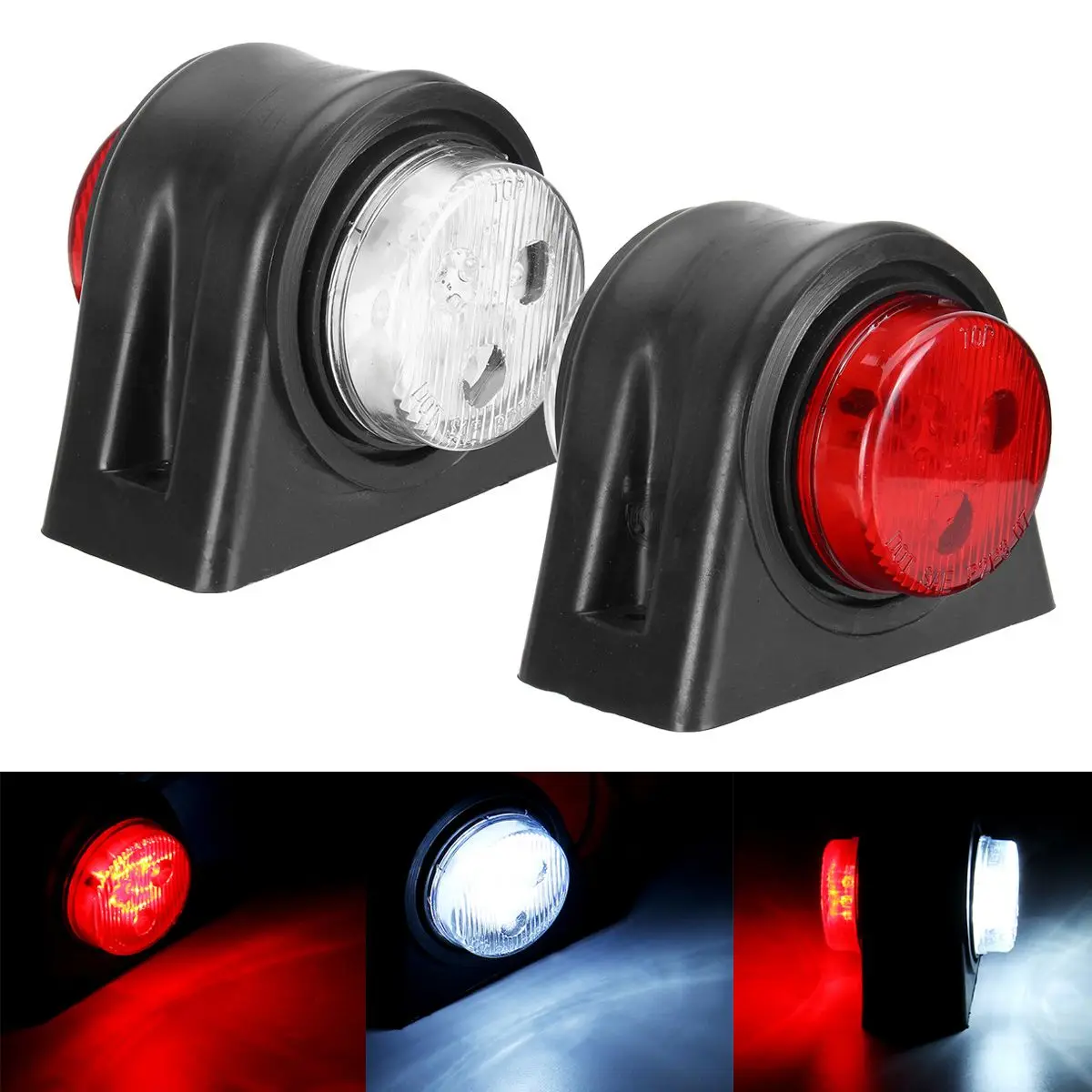 

Pair Universal Car Truck White Red Double Side Marker Light 12 LED Rear Tail Indicator Lamp For Trailer Lorry Caravan 10-30V