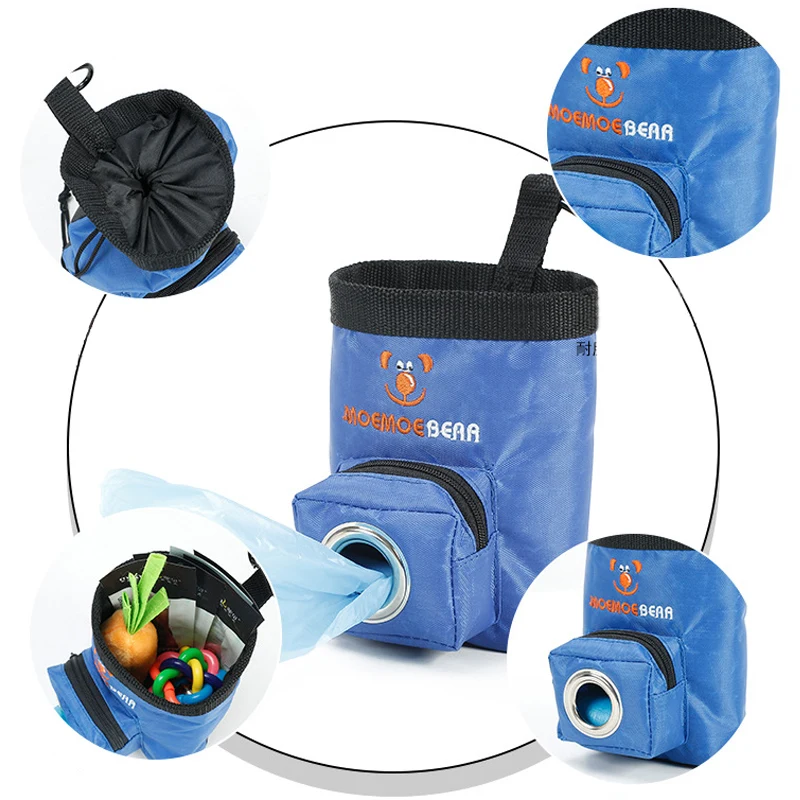 Outdoor Dogs Training Bag Snacks Reward Feeding Waist Bags Portable Puppy Cat Pet Treat Pouch Blue/Brown