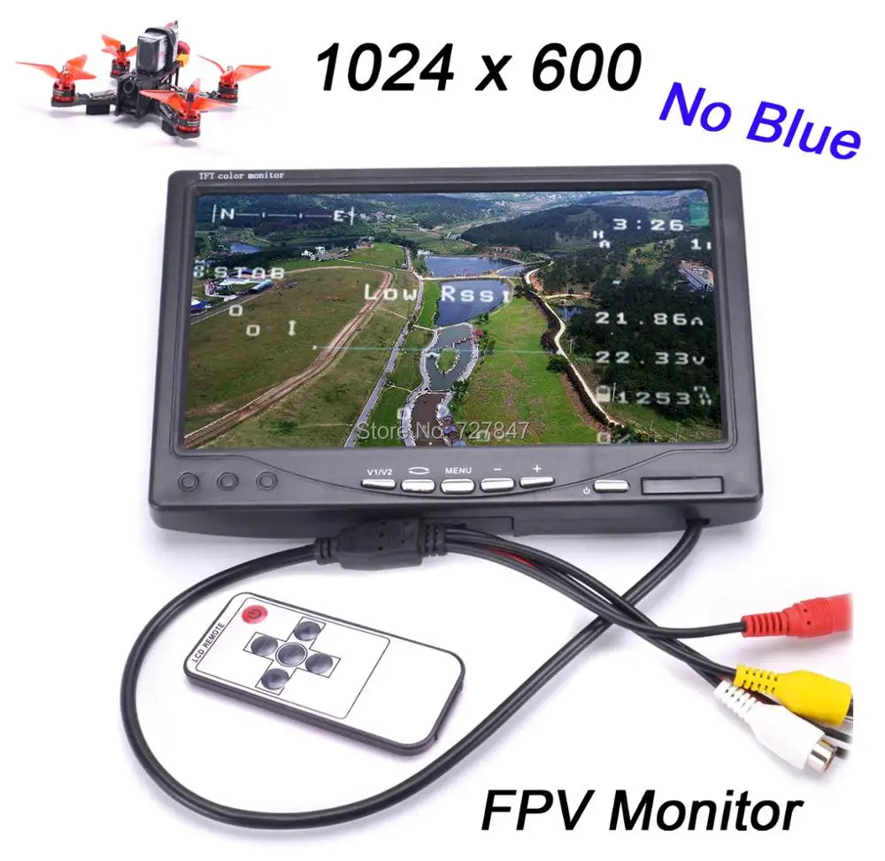 Baratos El más nuevo de 7 pulgadas TFT LCD FPV Monitor 1024x600 con enchufe T pantalla control Remoto Monitor FPV fotografía la estación de tierra