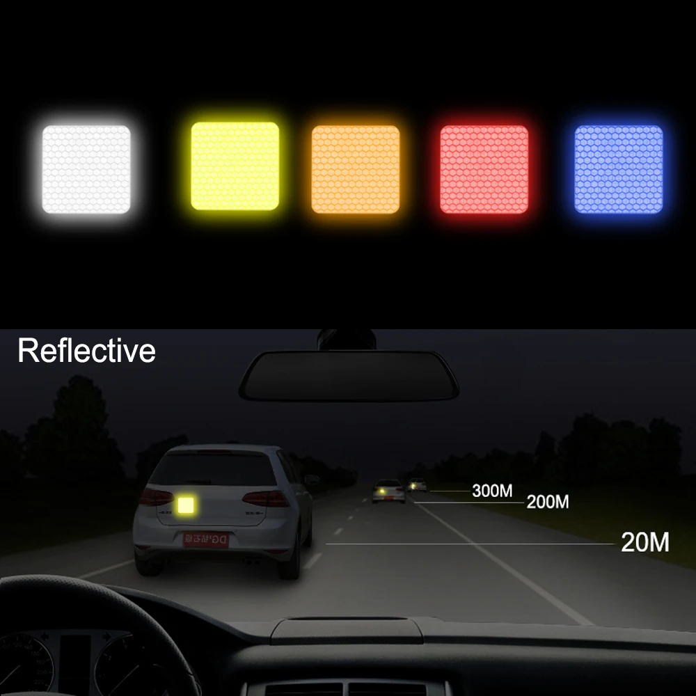 

LEEPEE Safety Warning Mark Car Reflective Sticker Auto Decor Car-styling Reflective Strip Tape 4pcs/set Bumper Decals