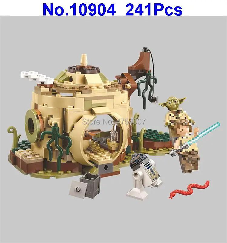 

10904 241pcs star wars yoda's hut luke skywalker r2-d2 75208 building block 3 figures Toy