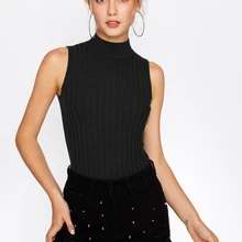 Новые модные женские топы жилет без рукавов высокая горловина Женский Повседневный вязаный Летний жилет топы Горячая Распродажа