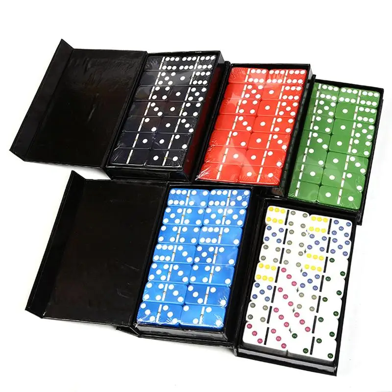 

28pcs Colored Dot Dominoes Set Simple Boxed Fun Plastic Domino Toy Casual Game Card For Home Family Traveling