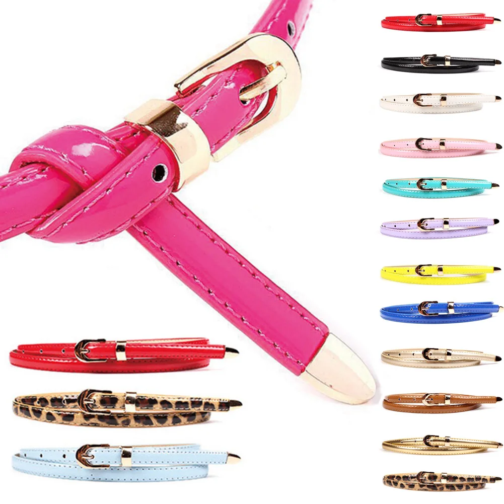 Candy Color Women Belt Metal buckle Leather Belt for Women Casual Thin Waist Belts Women Dress