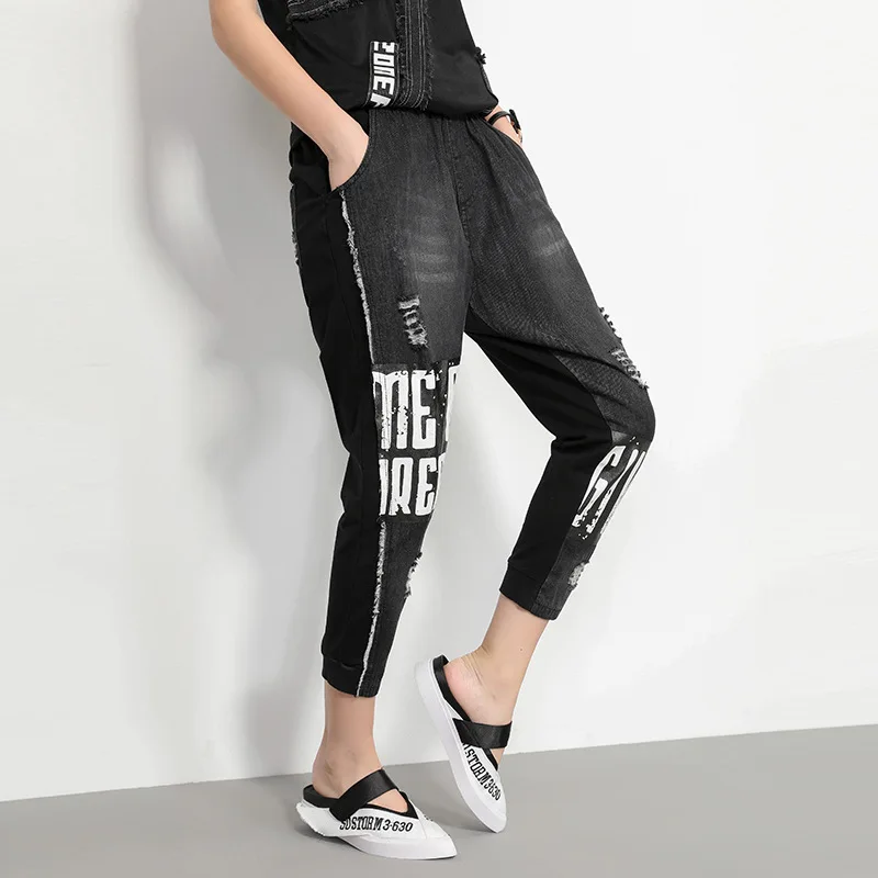 Max LuLu/Роскошные корейские модные женские летние брюки в стиле панк черные джинсы