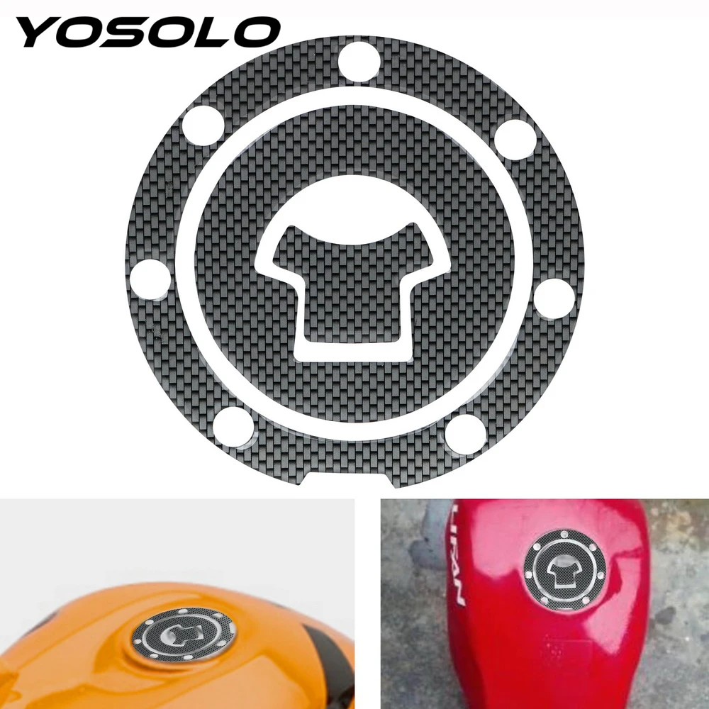 

YOSOLO Carbon Fiber Decals Moto Gas Cap Pad Cover Motorcycle Gas Fuel Tank Sticker Fuel Tank Protector For Yamaha Honda