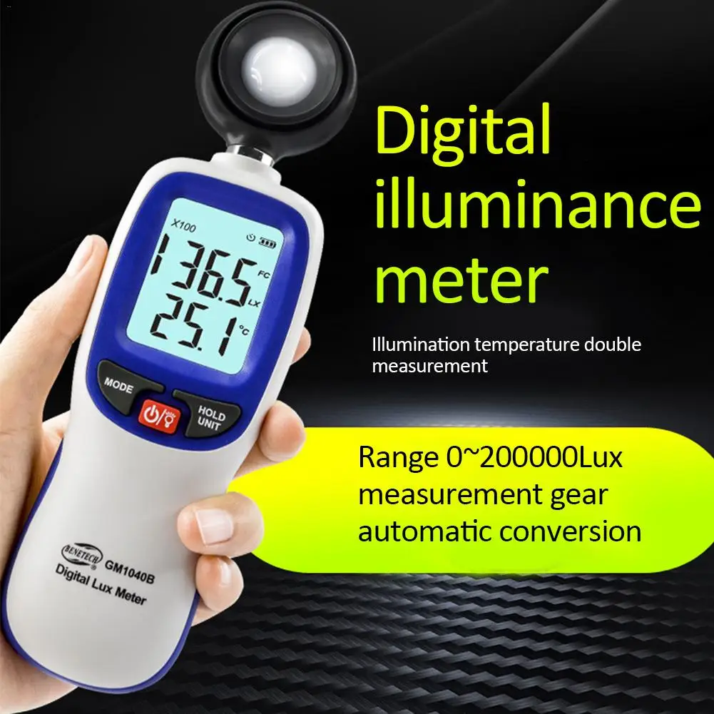 

Light Meter Digital Illuminance Meter Temperature Measurer Handheld Photometer Illuminance Tester