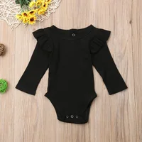 2020 Brand New Newborn Infant Kids Baby Girls Boys Autumn Causal Bodysuits Ruffles Long Sleeve Solid Warm Jumpsuits Outfit 0-24M 5