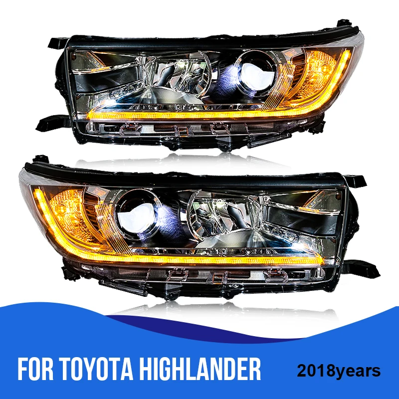 Roadot стайлинга автомобилей фары светодиодный ксеноновые 6000 k 8000 для Toyota Highlander 2018