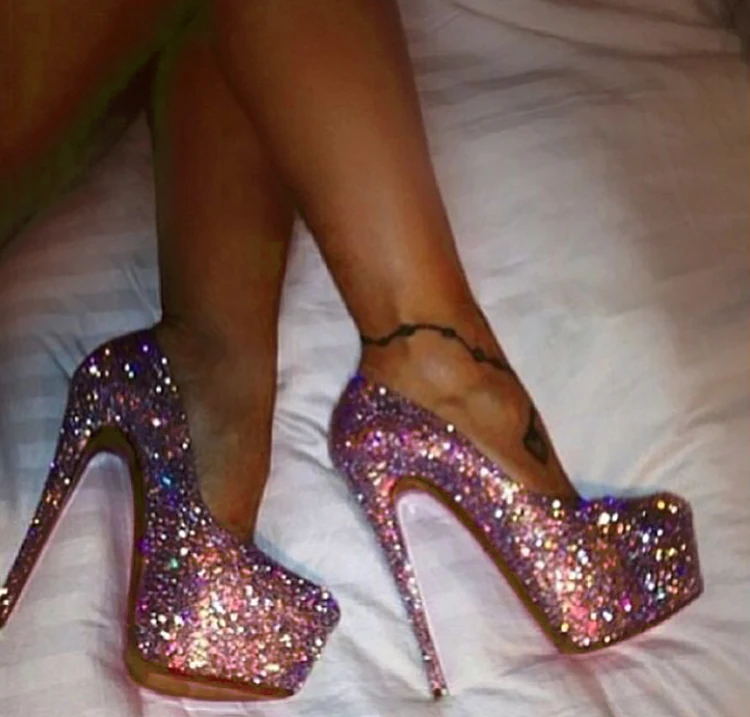 Talons Hauts Pailletés New Look Taille 7 - Or - Occasion En Bon État - Bride Cheville