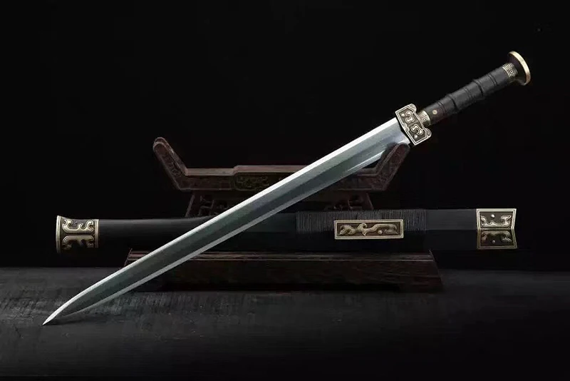 

Chinese handmade Damascus Folded Steel Full tang Han Dynasty blade Functional real sword very sharp home decoration