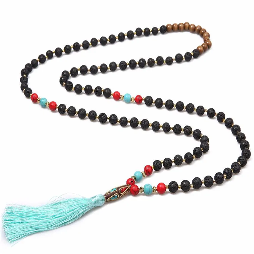 

8MM 108 volcanic Red coral necklace Healing yoga Unisex Buddhism chain Lucky spirituality cuff Handmade Meditation