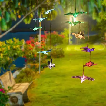 

Solar Color Changing LED Dragonfly Pulsatilla Bird Wind Chimes Light Lamp Waterproof Eco-friendly Wind Chimes Home Garden Decor