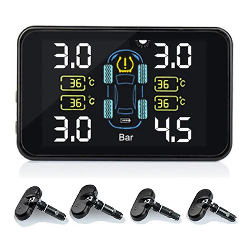TPMS Built-in External Sensors Solar Charging Automatic Poweron Adjustable Temperature Pressure Unit With 4 2019 | Автомобили и