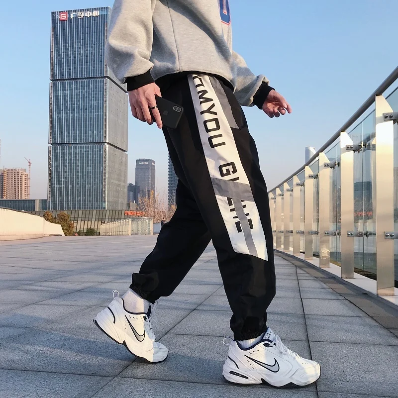 Men's Trousers 19 Summer New Port Wind Pants Pants Men's Sports Reflective Pants Super Fire Letters Youth Casual Men's Clothing