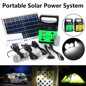 

Solar Power Panel Generator Portable Power Solar Generator LED Light with FM MP3 USB Charger 10W 6V Solar Panel Home System