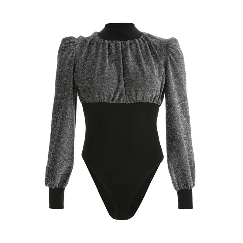 

Sequins Bodysuit Women Spring Fashion Patchwork Gothic High Waist Bodysuits Elastic Slim Party Girl Casual Sexy Rompers Overalls