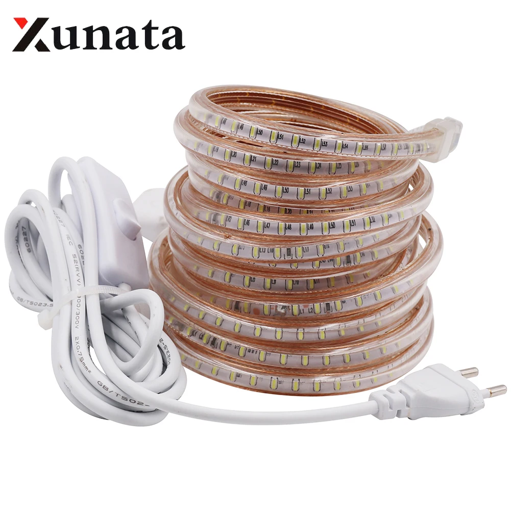 buy 3014 LED Strip Waterproof 220V 120LEDs m Cool White Warm White Blue Flexible Ribbon Tape LED Light Lamp With EU Swtich