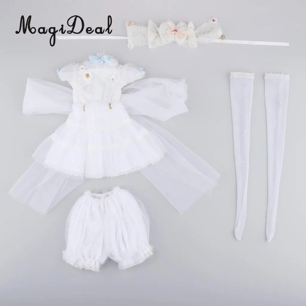 

Lovely Princess Veil Skirt Suit White for 1/3 BJD Dolls Dress Up Accessories