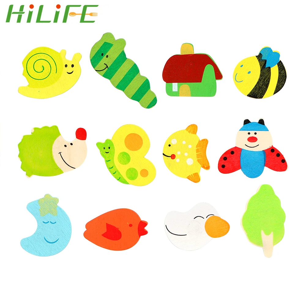 

HILIFE Message Board Sticker for Baby Kids Wooden Refrigerator Magnets 12pcs/lot Cartoon Animal Fridge Home Decoration Gift