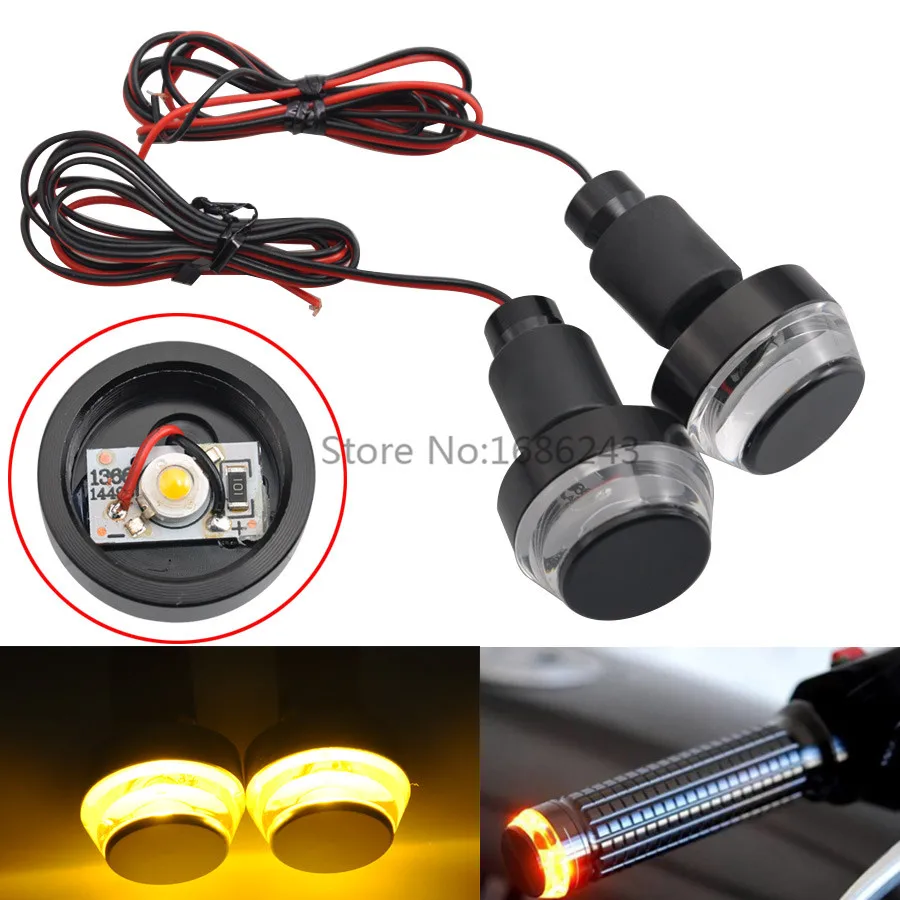 Motorcycle Handlebar Turn Signal Corner Light Amber LED End Indicator Grip Plug For BMW R1200GS |