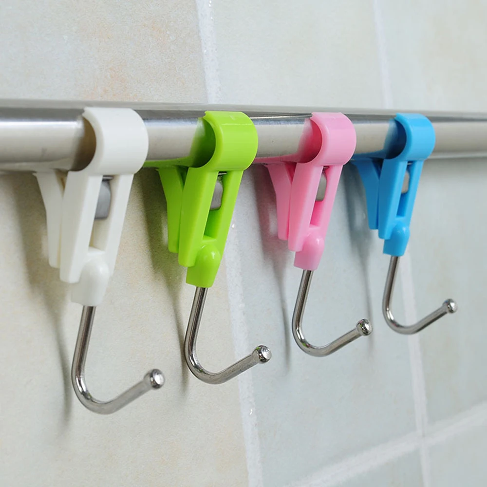 4Pcs Clamp Lever Hook Travel Portable Hanging Clothes Rails Clips