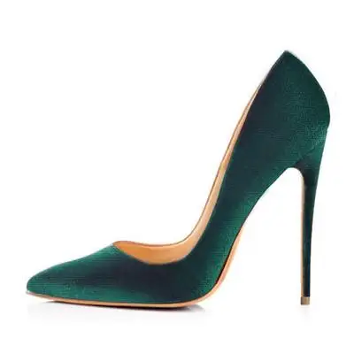 

Women Elegant Green Suede Leather Pointed Toe Shallow Pumps Sexy High Heels Slip On Banquet Dress Shoes Cheap Price