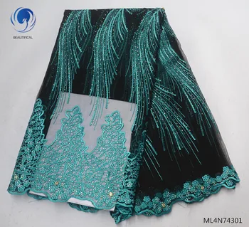 

BEAUTIFICAL african lace tulle embroidery fabric dresses women lace rhinestones french lace ML4N743