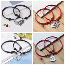 Мода, 4 стиля, черная и красная веревка, Ретро стиль, веревка, ручная цепочка, браслет, ювелирное изделие для пары, подарок на день Святого Валентина