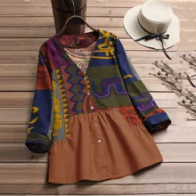 Plus Size 5XL Womens Tops And Blouses Vintage Print Long Sleeve Shirt 2018 Women V Neck Casual Cardigan Ladies Tops blusas mujer