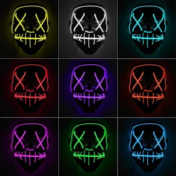 

Halloween Mask LED Light Up Funny Masks The Purge Election Year Great Festival Cosplay Costume Party Supplies Masks Glow In Dark