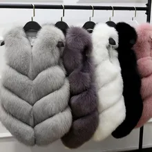 JRNNORV размера плюс 5XL Женский пушистый жилет из искусственного лисьего меха куртки белые пальто из искусственного меха Женское зимнее теплое пальто женская верхняя одежда 565