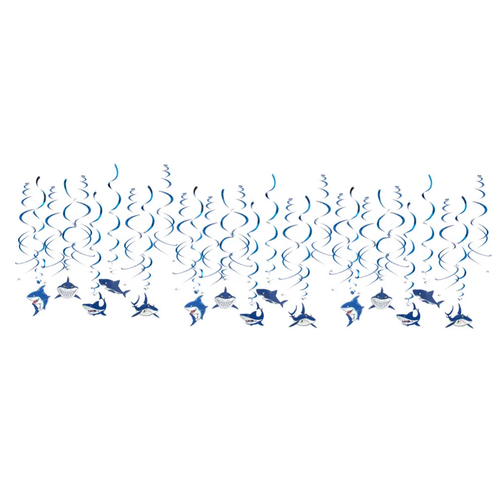 Cartoon Shark Birthday Party Decorations Boys Birthday Decor Supplies Shark Shape Hanging Swirls For Kids Happy Birthday Decor