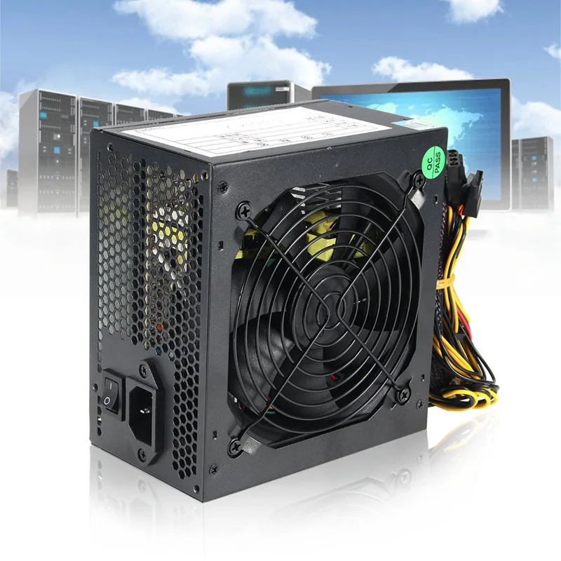 550 W PC PSU التيار الكهربائي الأسود الألعاب هادئة 120 مللي متر مروحة الأزرق LED 20/24pin 12 V ATX عالية الجودة وحدة إمداد الطاقة للكمبيوتر ل BTC