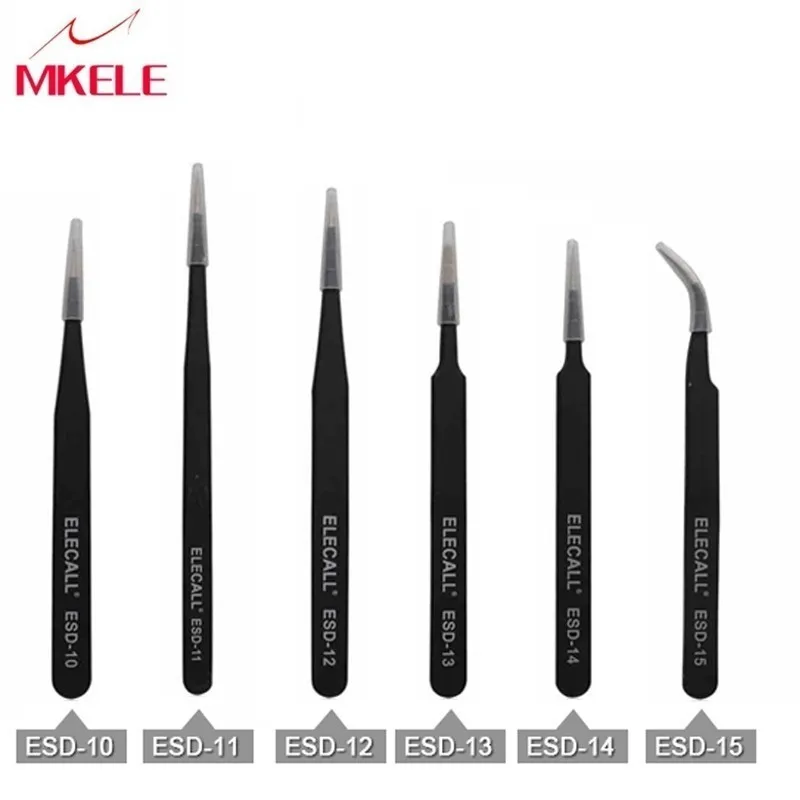 

6 Pcs ESD Series Anti-static Tweezers Maintenance Tools Eyebrow Eye False Eyelash Make Up Makeup & Accessories Tool