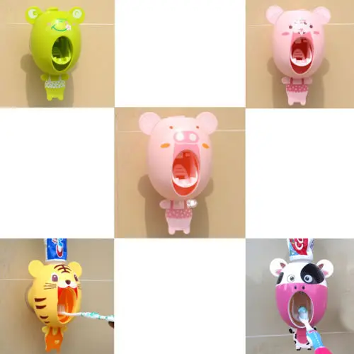 

Auto Toothpaste Dispenser Device Easy Squeeze Wall Mount Cute Gift Home Decor Cartoon Animal Kawaii Kid Bath Toy
