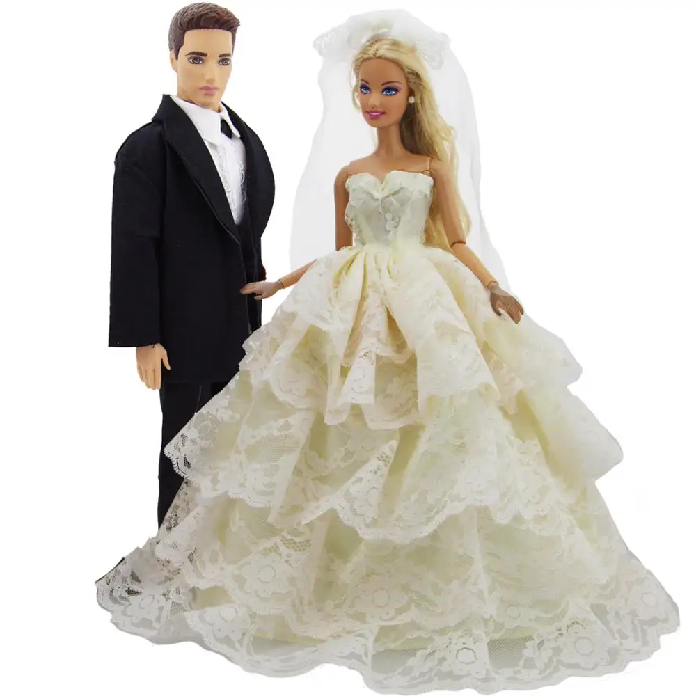 2Set Princess Doll Outfit Fairy Tale Wedding Dress For Doll Girls Gift LE