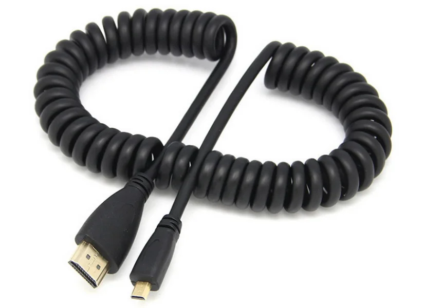 100 шт. высокоскоростной пружинный кабель Micro HDMI-HDMI позолоченный поддерживает Ethernet