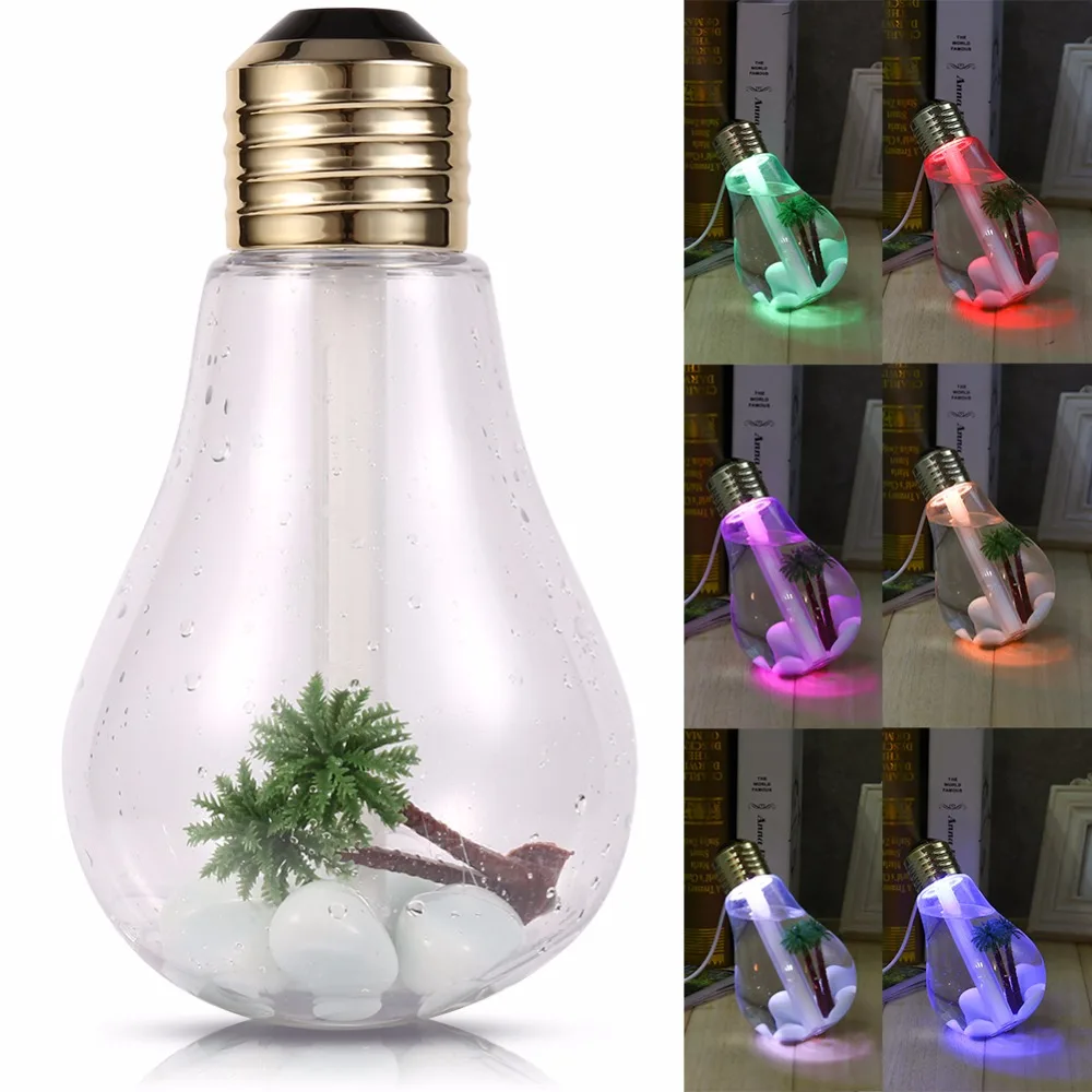 

USB Ultrasonic Humidifier Home Office Mini Aroma Diffuser 7 LED Night Light Aromatherapy Mist Maker Creative Bottle bulb 400ML
