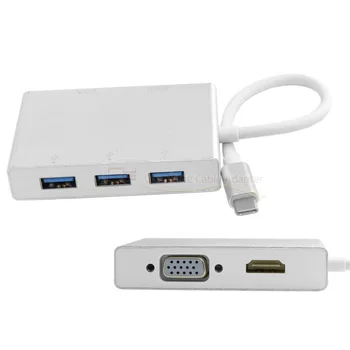 

Xiwai USB 3.1 Type C USB-C to HDMI Digital AV & VGA & USB HUB OTG Adapter for Laptop & Mac Pro